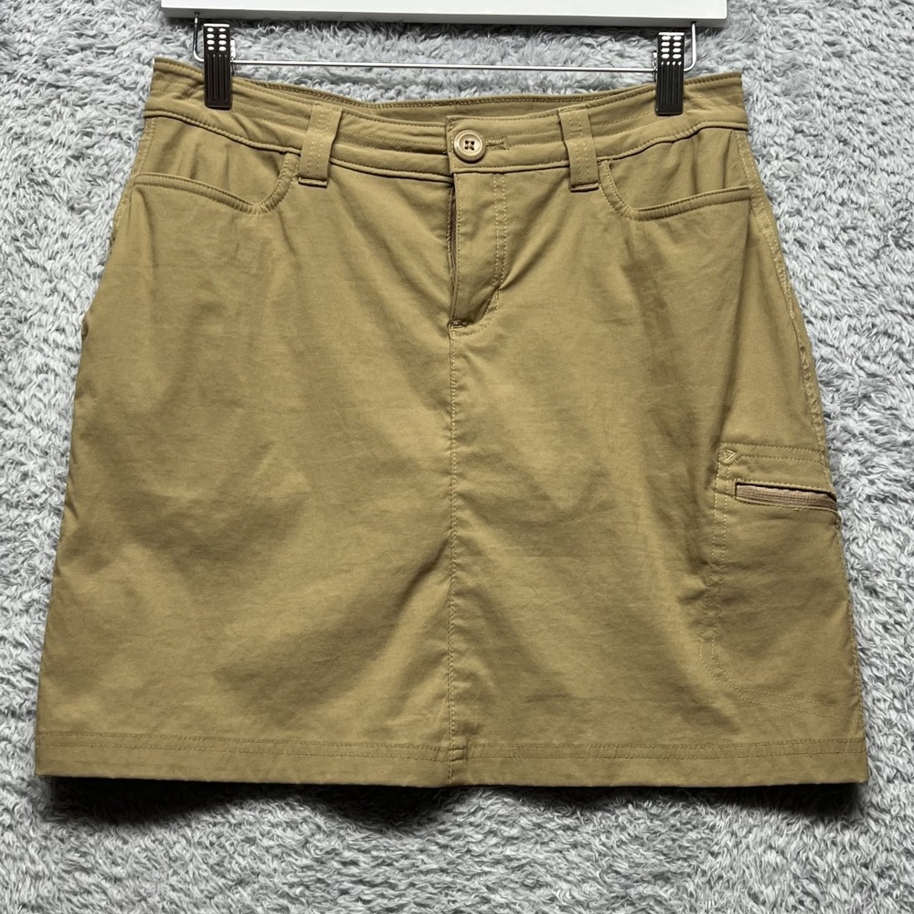 Eddie Bauer Skort Skirt Womens 2 Beige Travex Rainier Utility Hiking Zip Pockets